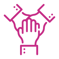 Icon of three hands connected