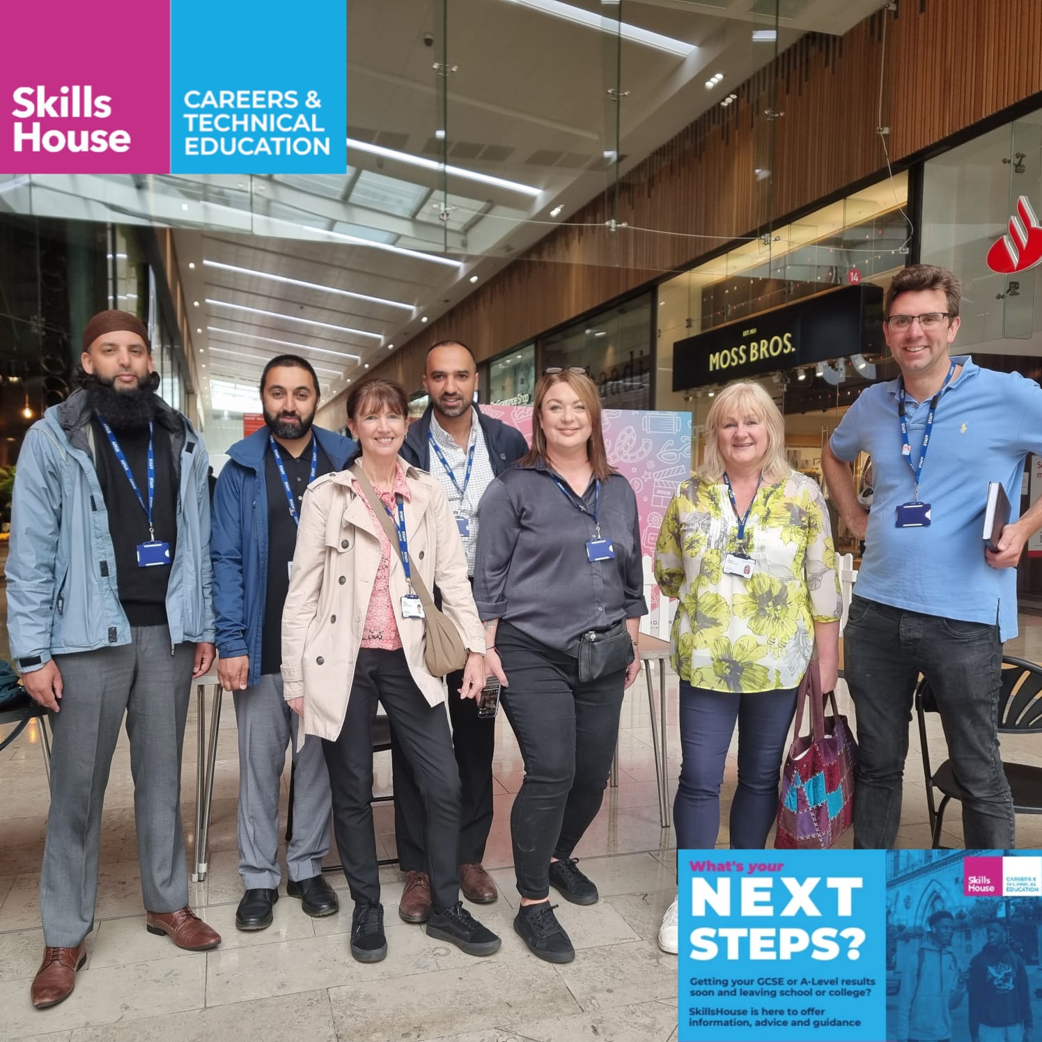 A group photo of SkillsHouse Careers Advisers in The Broadway Bradford