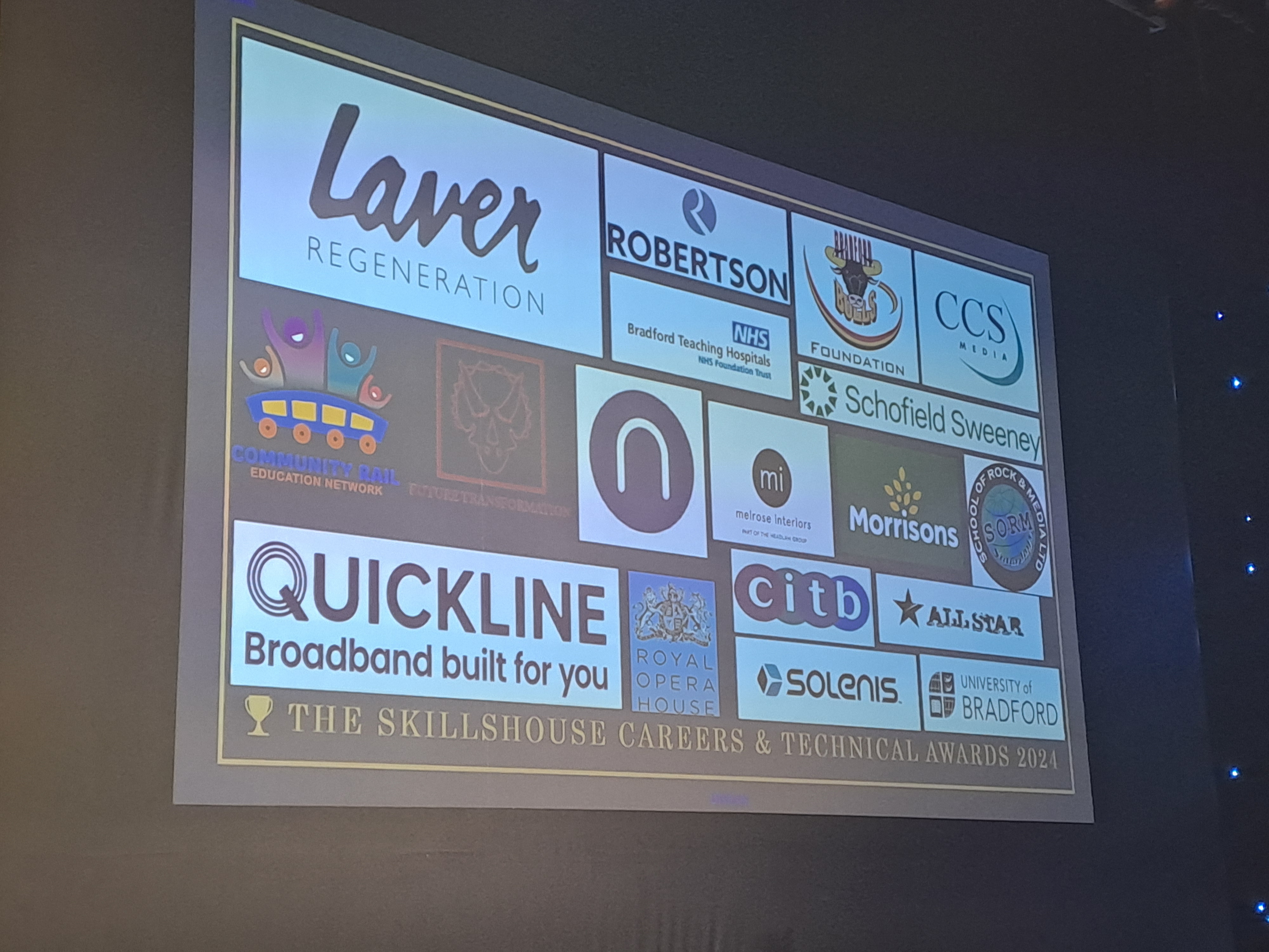 A screen showing a number of different company logos