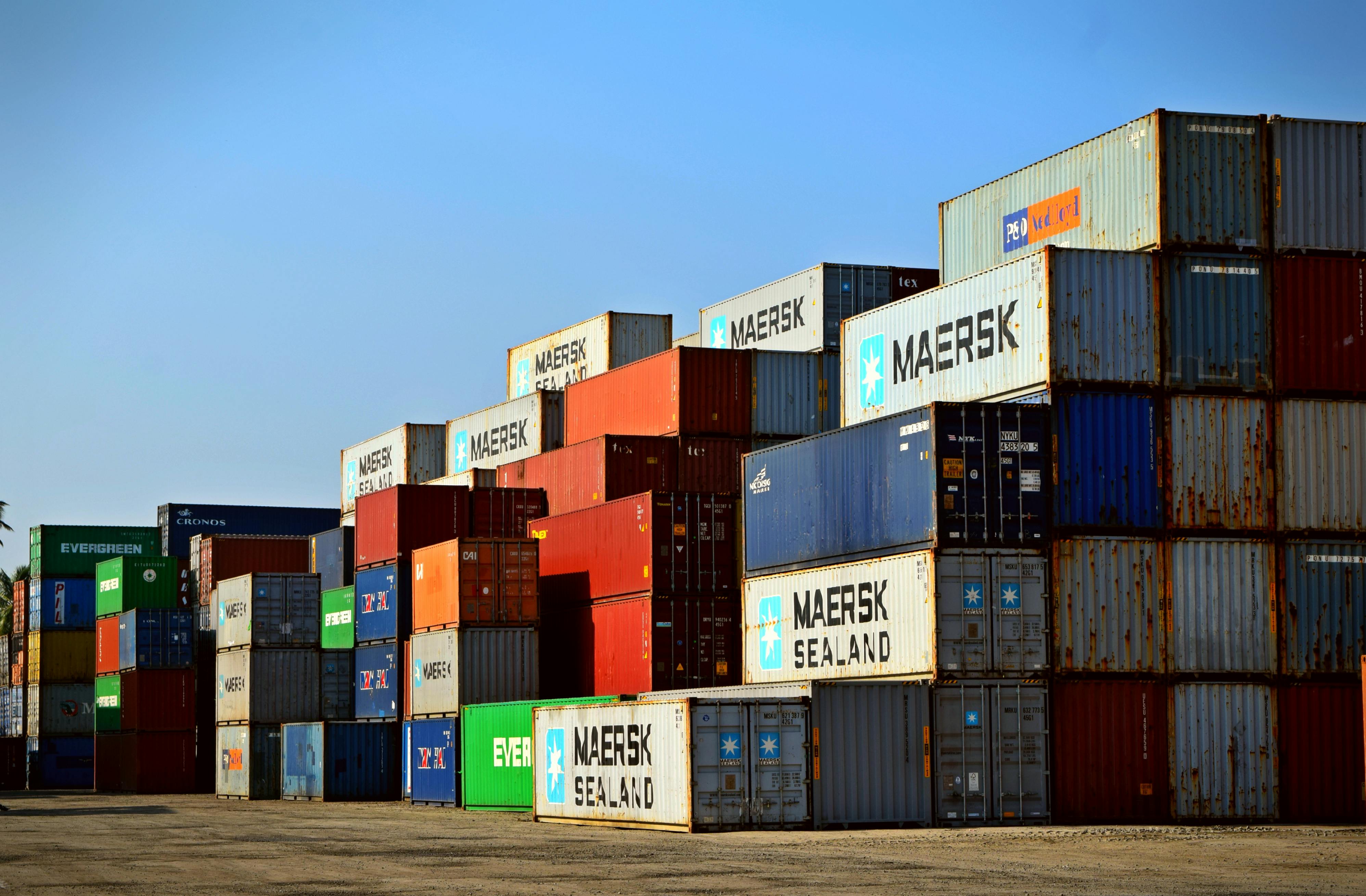 Lots of piles of sea containers