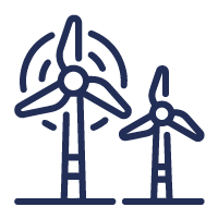 Blue icon of windmills