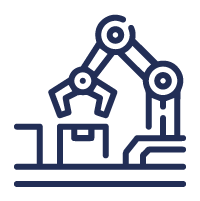 Blue icon of a crane