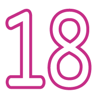 Pink icon of a large number 18
